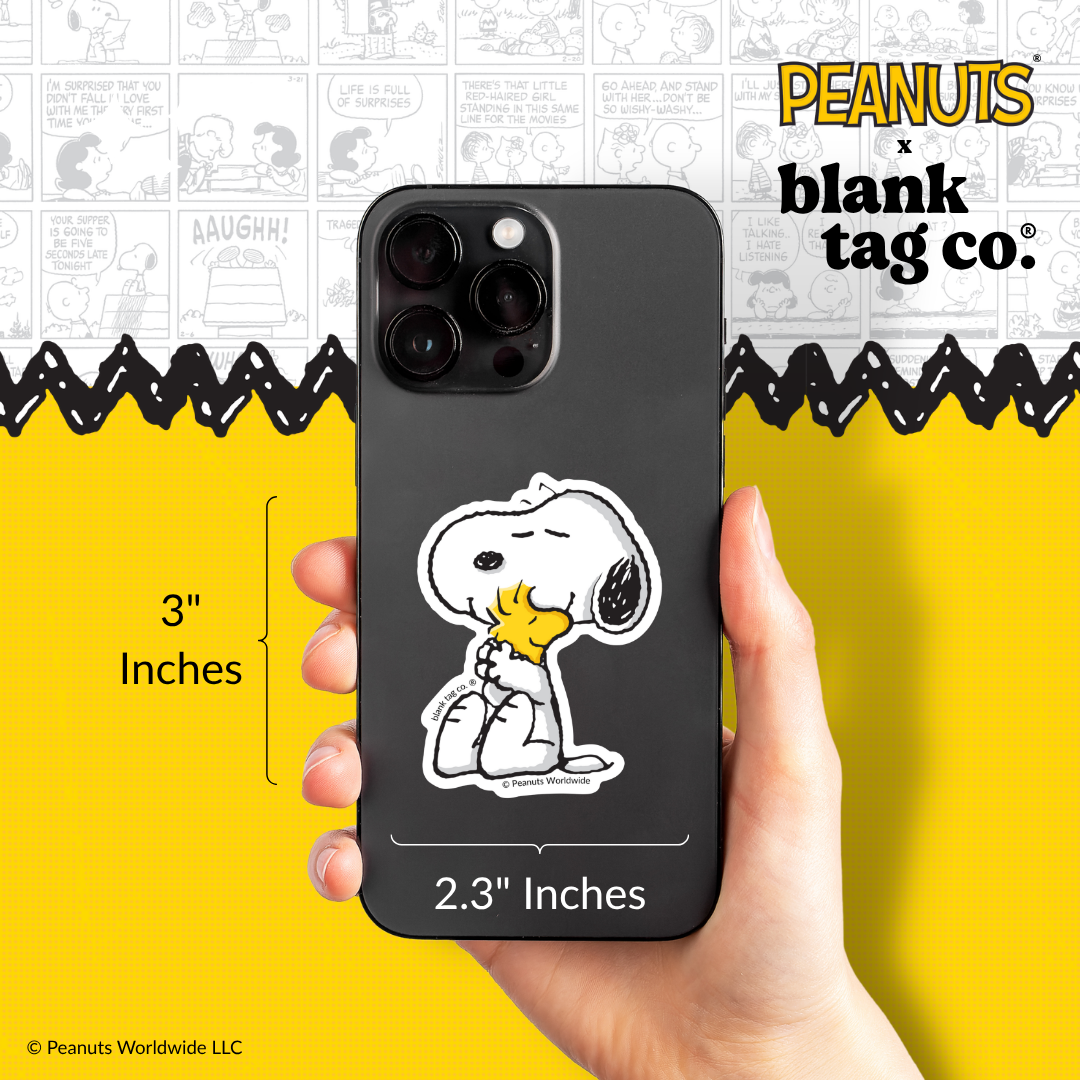 Peanuts® Waterproof Sticker - Snoopy Hugging Woodstock
