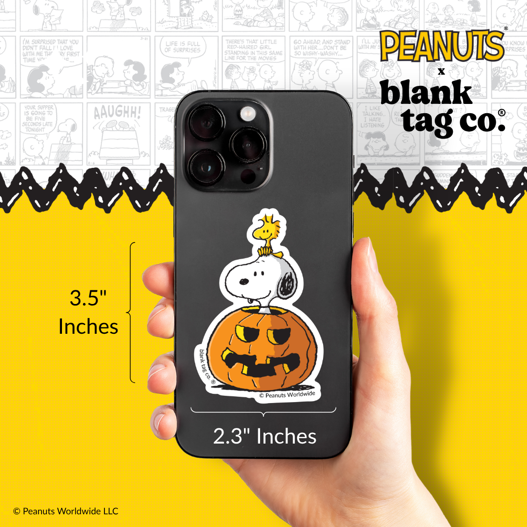 Peanuts® Waterproof Sticker - Snoopy and Woodstock In A Pumpkin