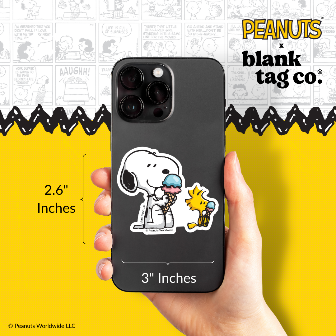 Peanuts® Waterproof Sticker - Snoopy and Woodstock Eating Ice Cream