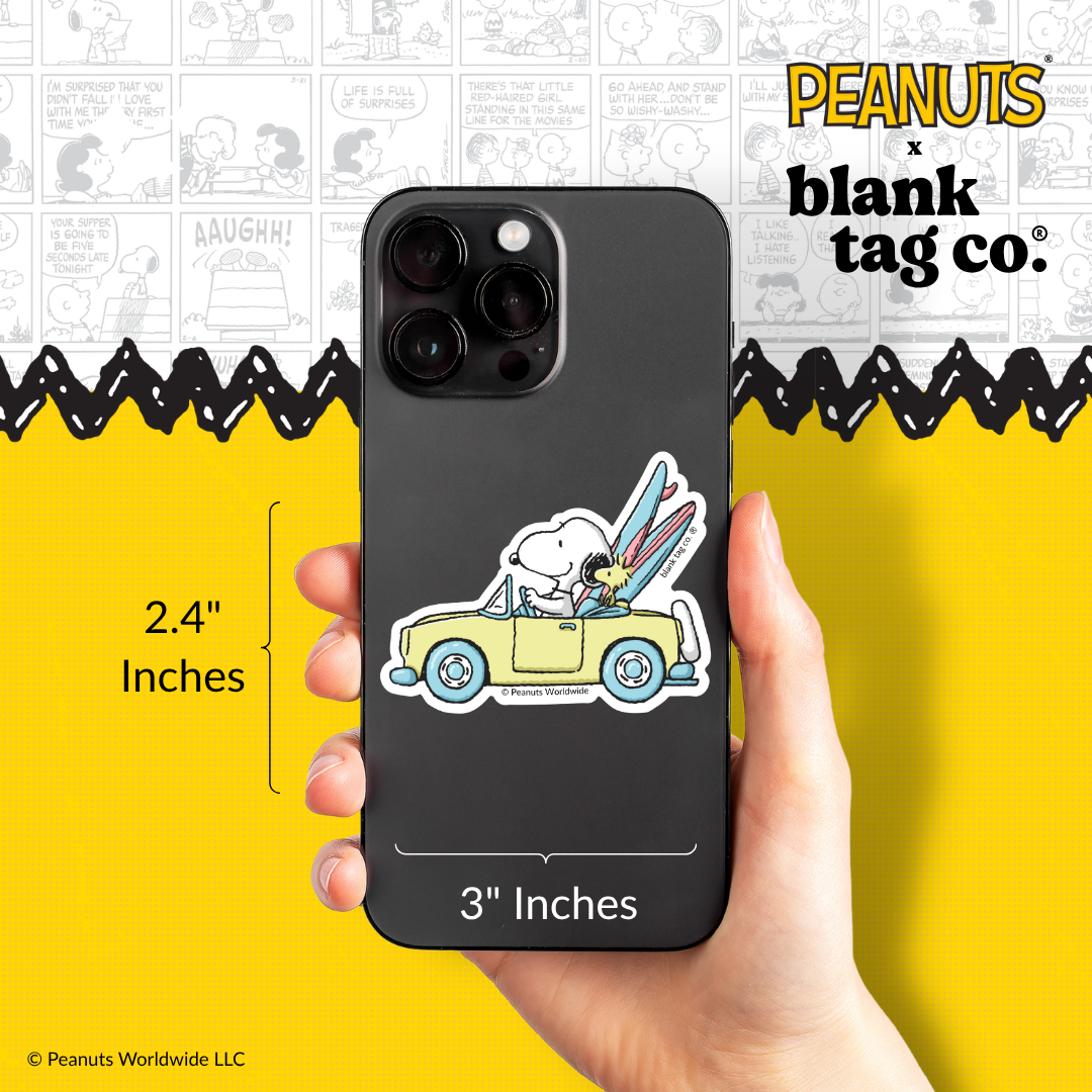 Peanuts® Waterproof Sticker - Snoopy and Woodstock Going To The Beach