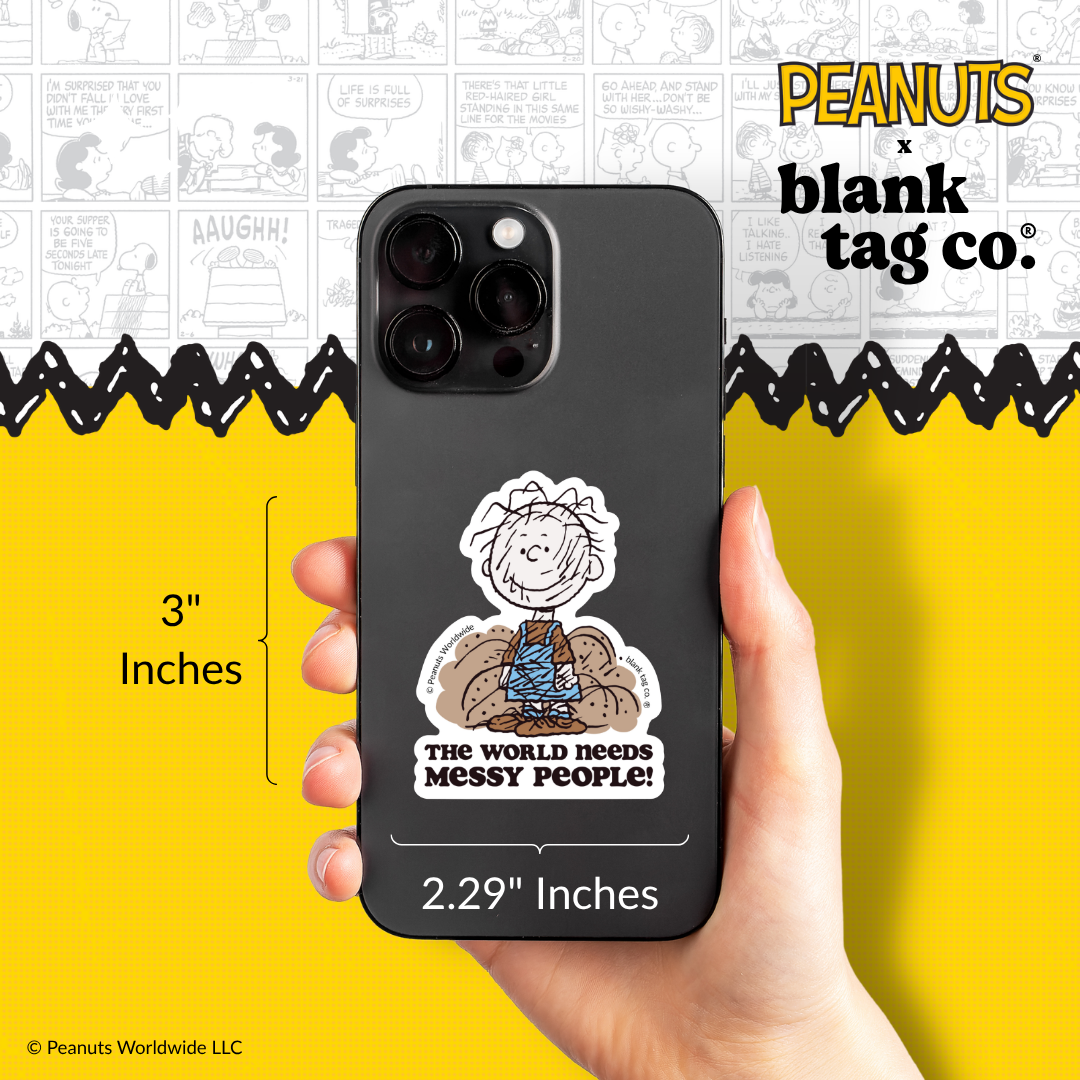Peanuts® Waterproof Sticker - World Needs Messy People