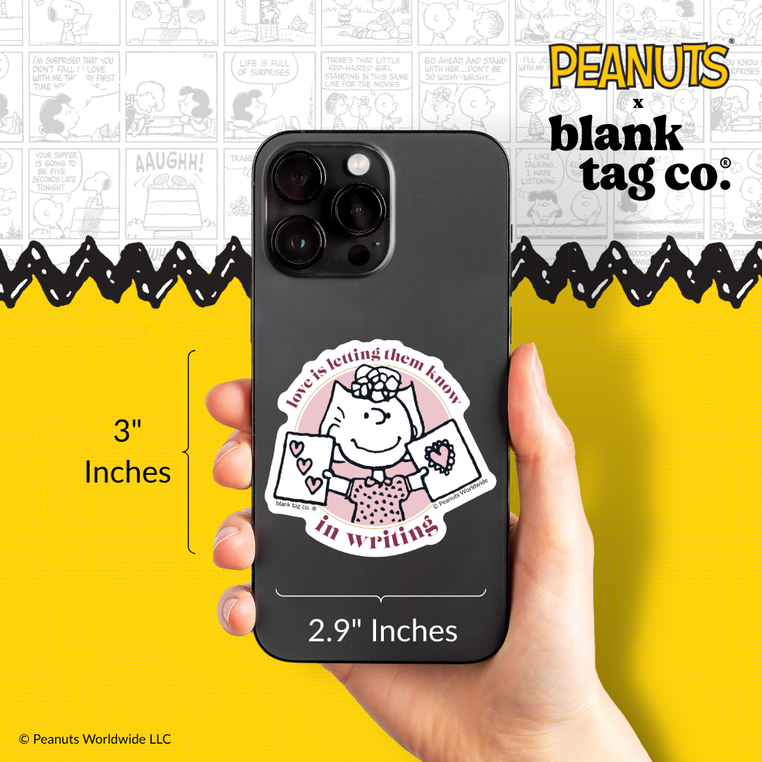 Peanuts® Waterproof Sticker - Love Is Letting Them Know In Writing