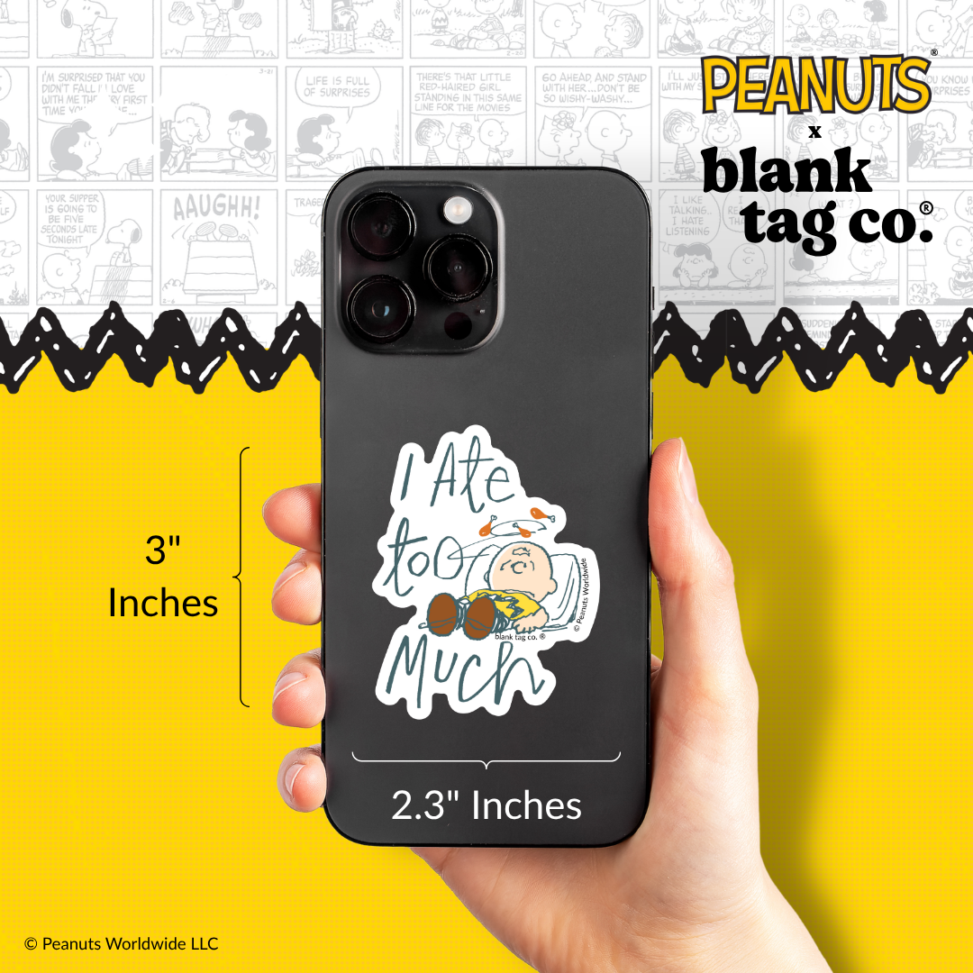 Peanuts® Waterproof Sticker - I Ate Too Much