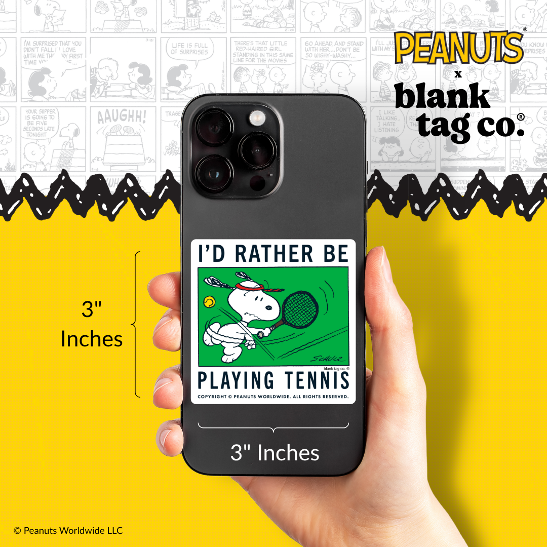 Peanuts® Waterproof Sticker - I'd Rather Be Playing Tennis