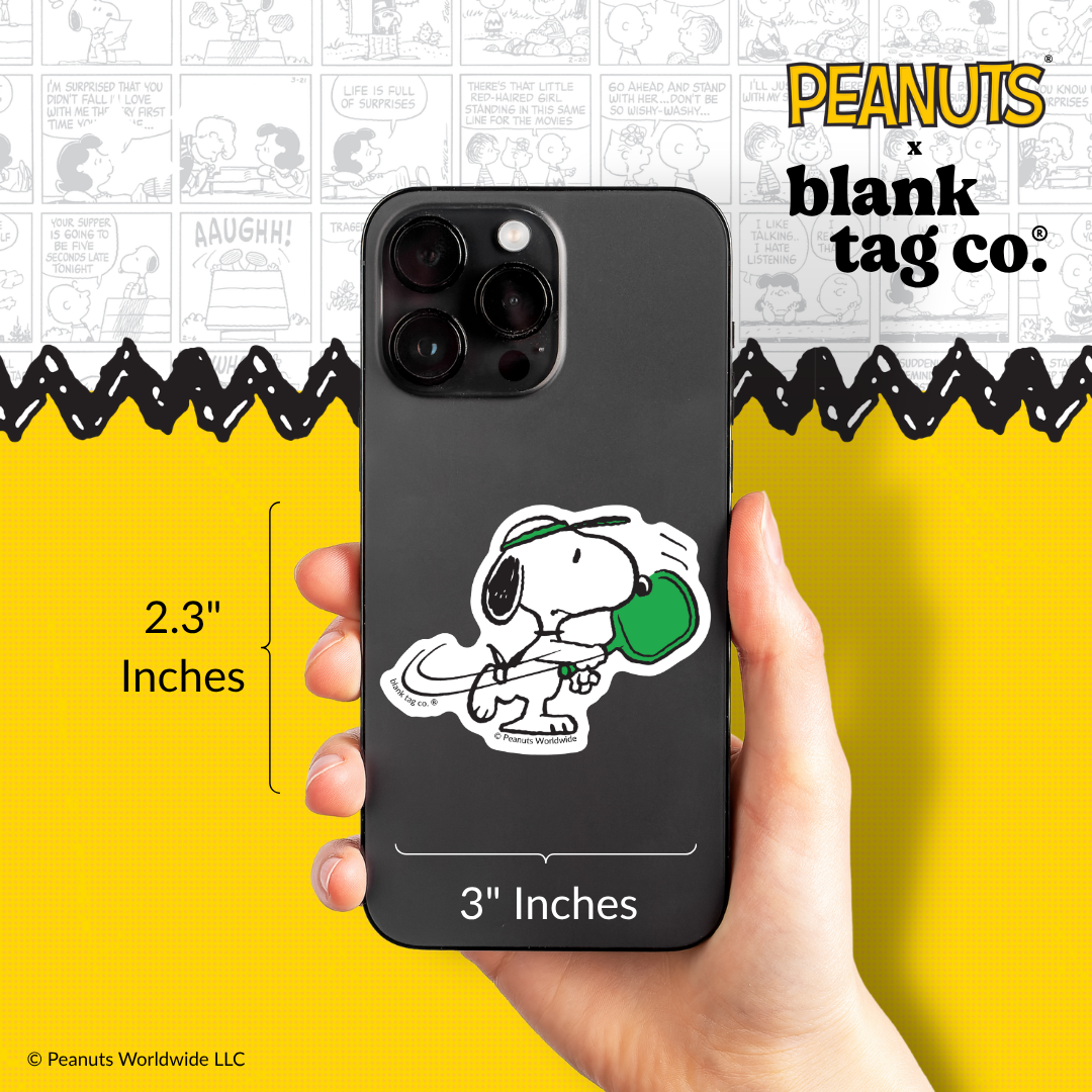 Peanuts® Waterproof Sticker - Snoopy Playing Pickleball