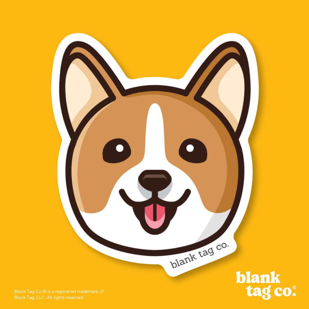 Blank Tag Co.® Waterproof Sticker - Corgi Face