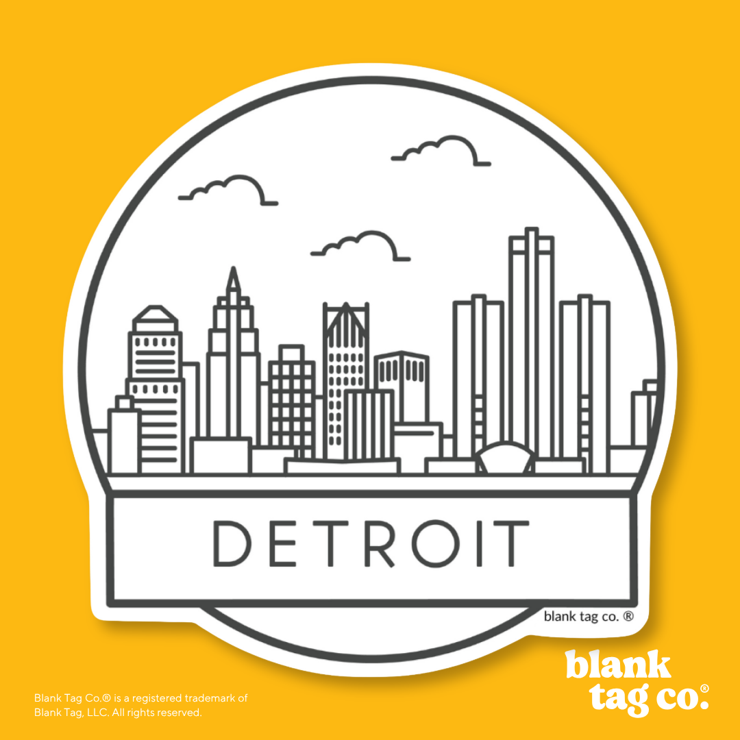 Blank Tag Co.® Waterproof Sticker - Detroit Cityscape
