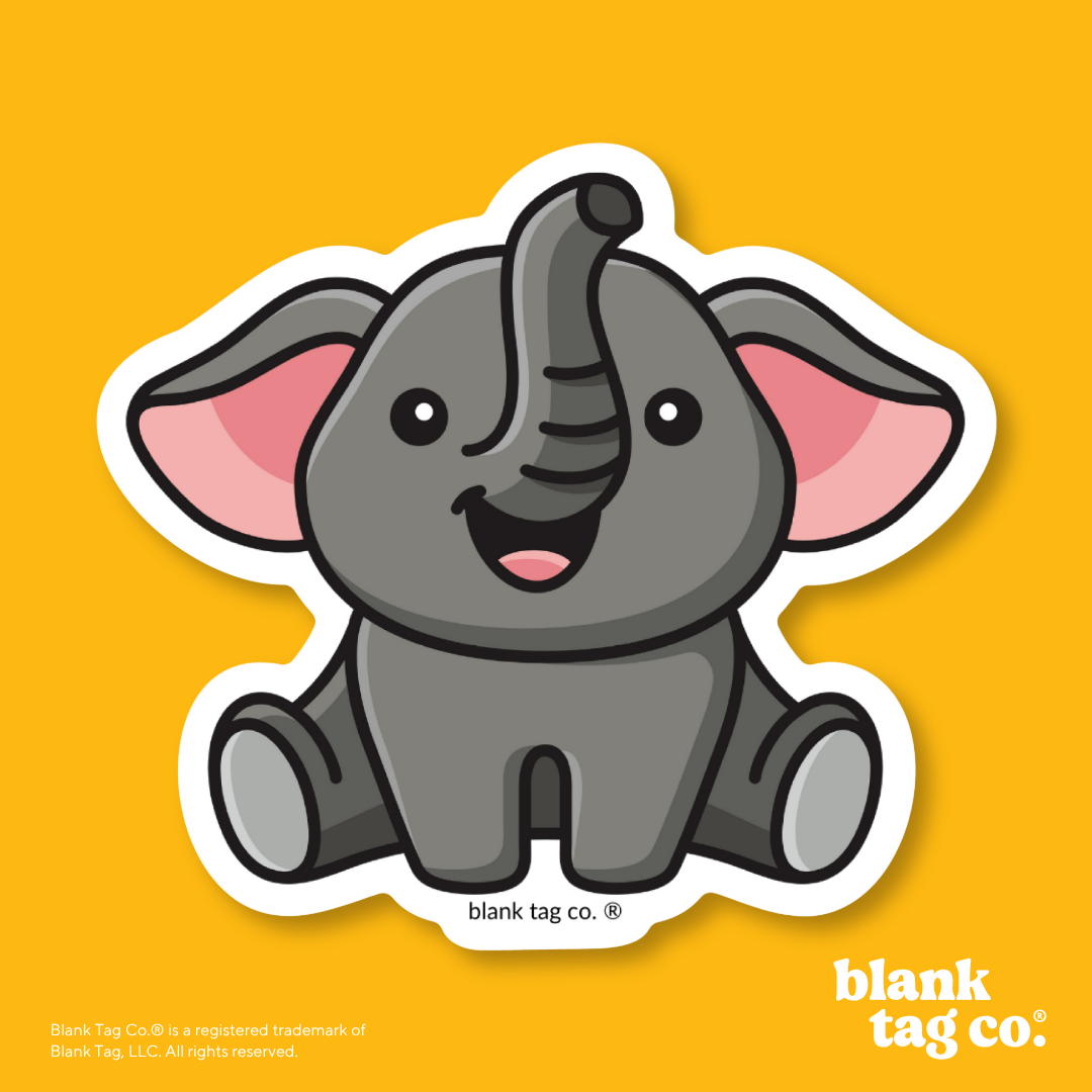 Blank Tag Co.® Waterproof Sticker - Elephant (Sitting)