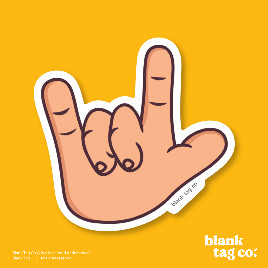 Blank Tag Co.® Waterproof Sticker - I Love You Sign