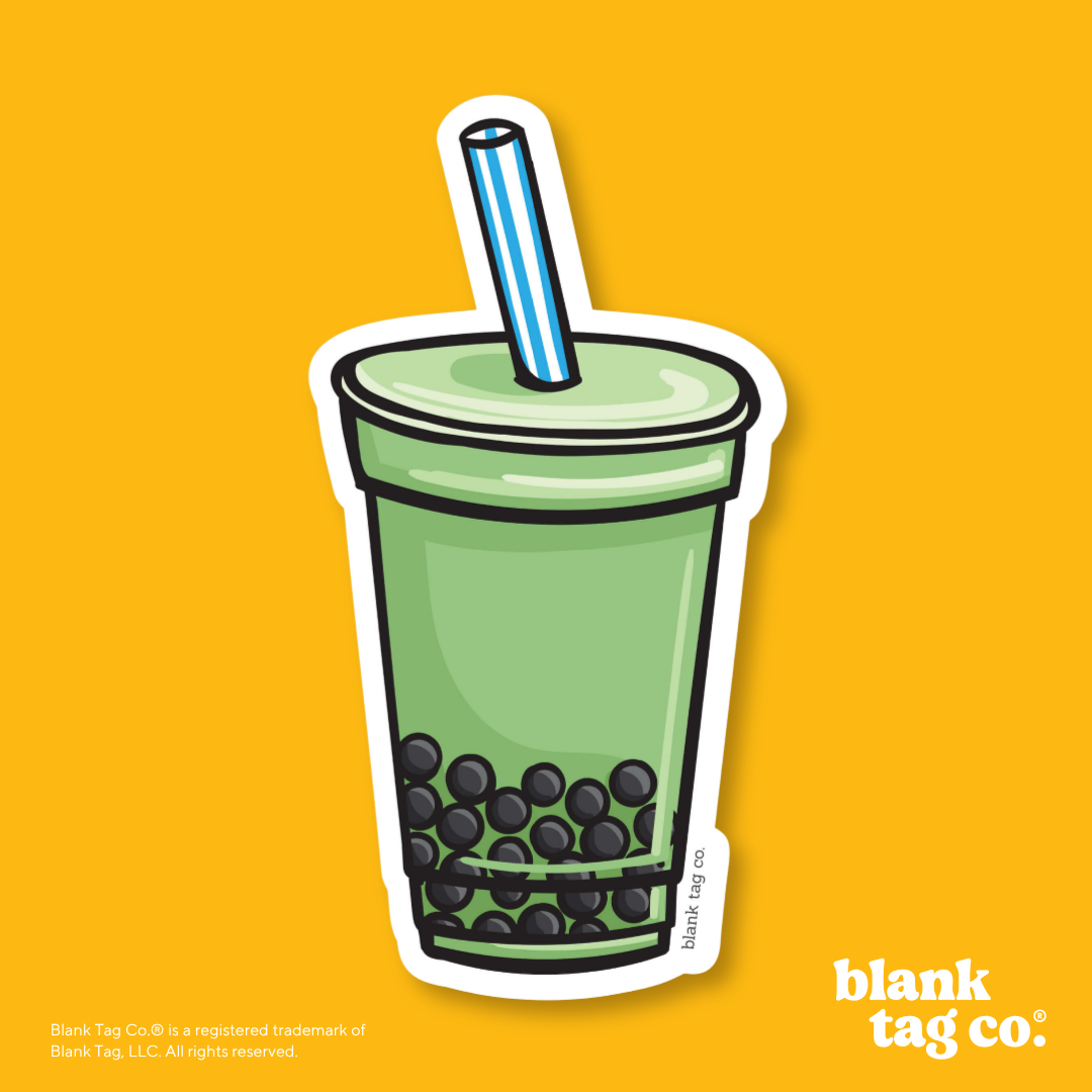 Blank Tag Co.® Waterproof Sticker - Matcha With Boba