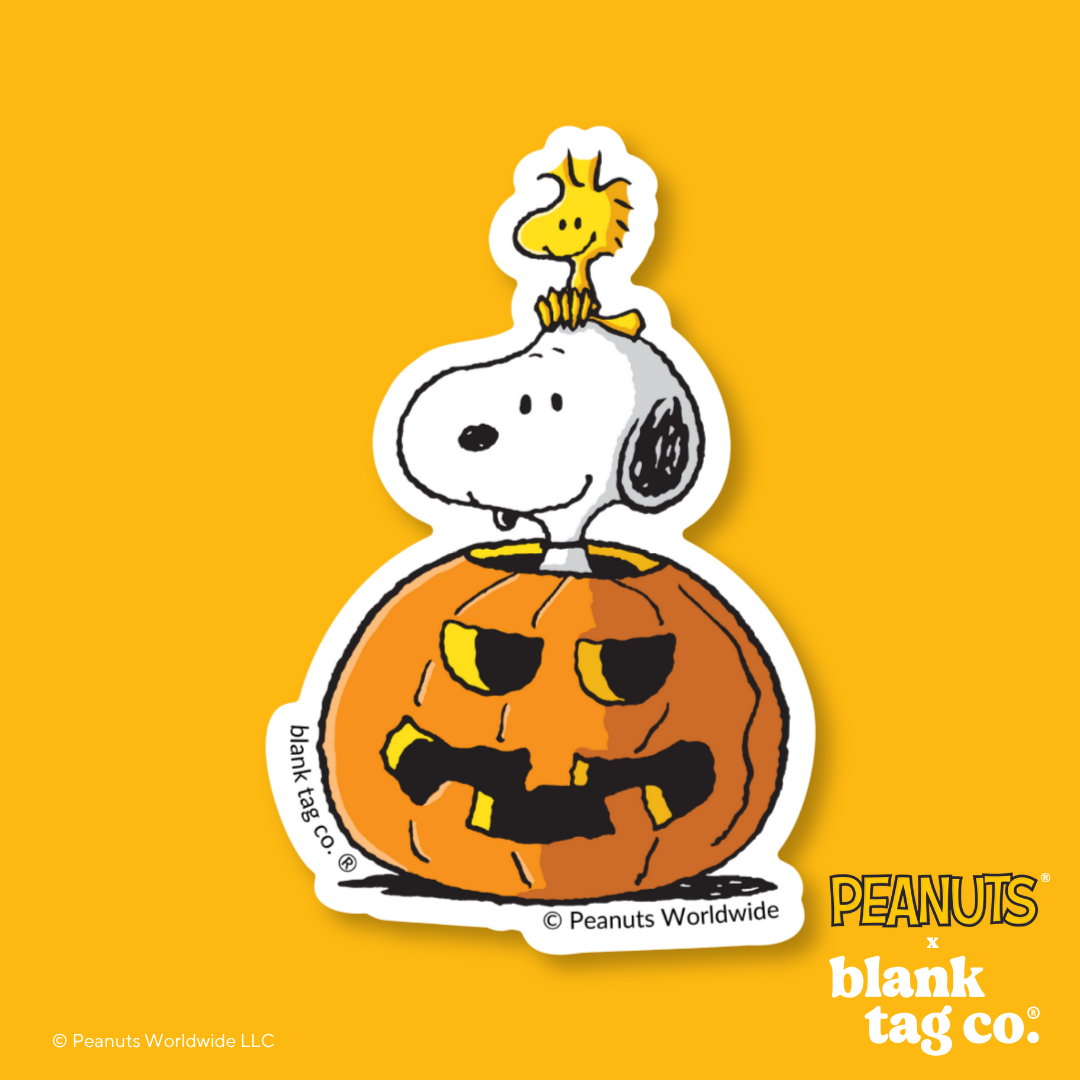 Peanuts® Waterproof Sticker - Snoopy and Woodstock In A Pumpkin