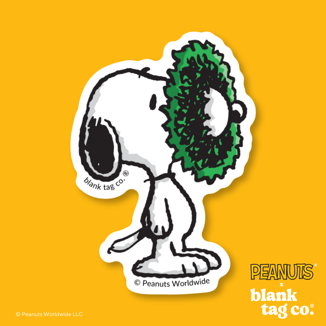 Peanuts® Waterproof Sticker - Snoopy With A Wreath