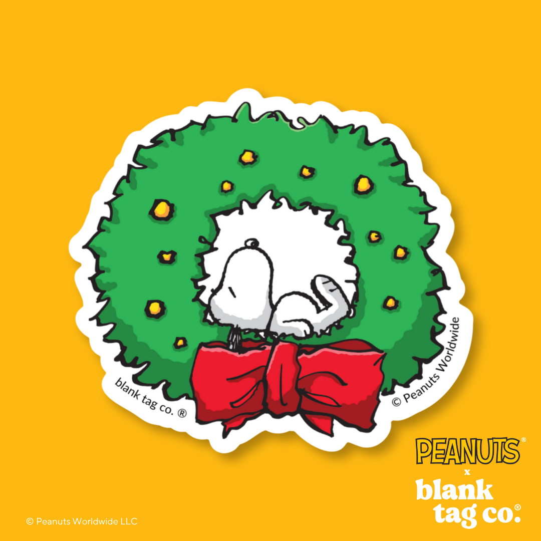 Peanuts® Waterproof Sticker - Snoopy In A Wreath