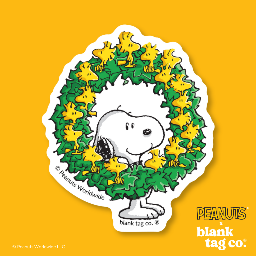 Peanuts® Waterproof Sticker - Snoopy With A Wreath of Woodstocks