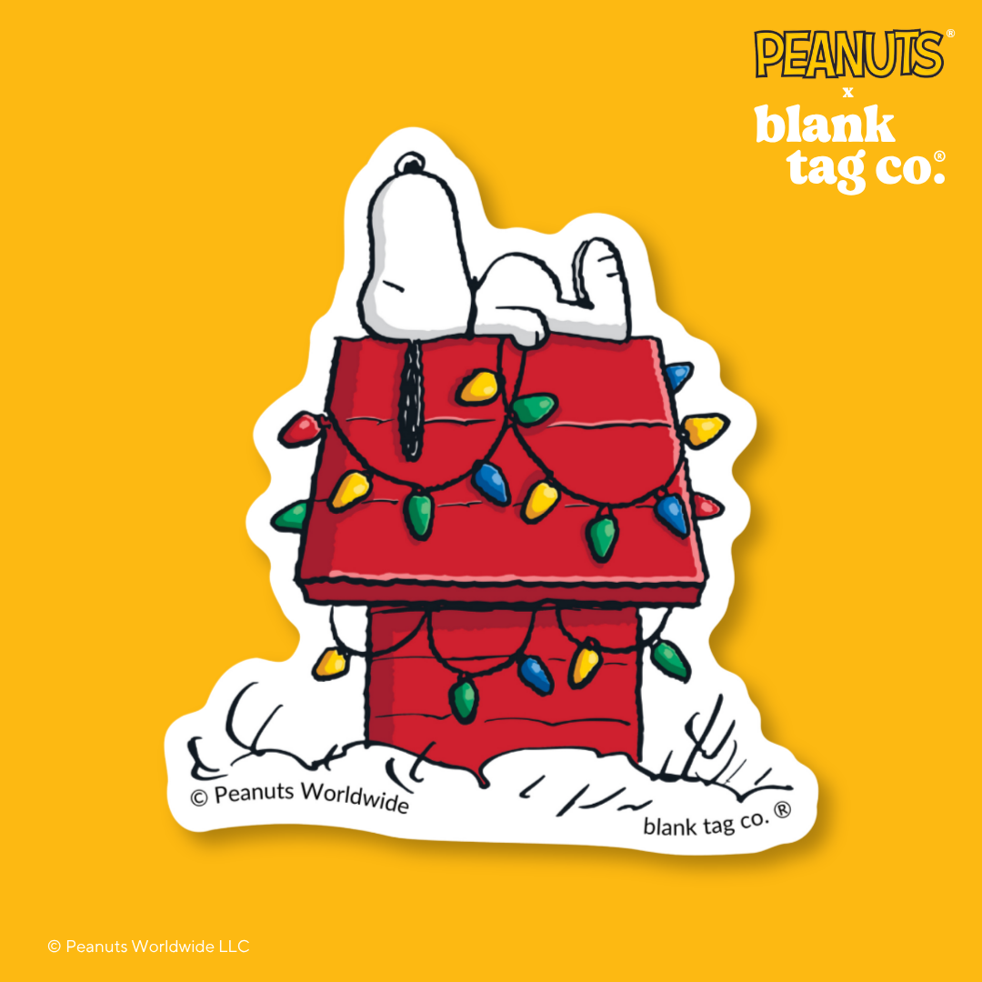 Peanuts® Waterproof Sticker - Snoopy On His Dog House Sticker (Christmas
