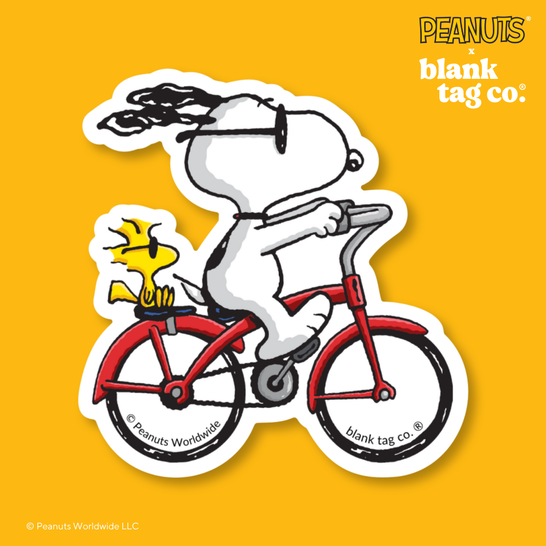 Peanuts® Waterproof Sticker - Snoopy Riding A Bicycle