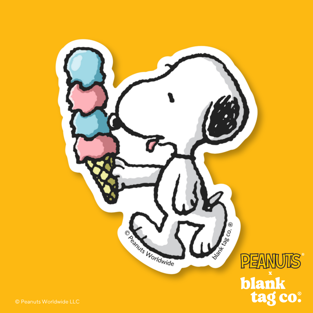 Peanuts® Waterproof Sticker - Snoopy Eating Ice Cream