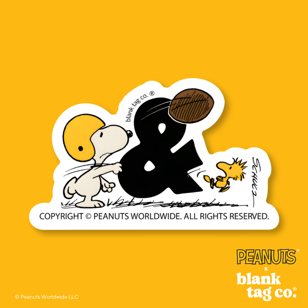 Peanuts® Waterproof Sticker - Snoopy and Woodstock Playing Football