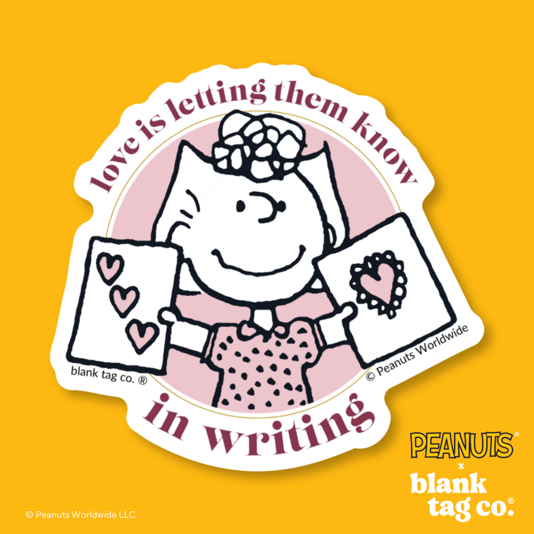 Peanuts® Waterproof Sticker - Love Is Letting Them Know In Writing