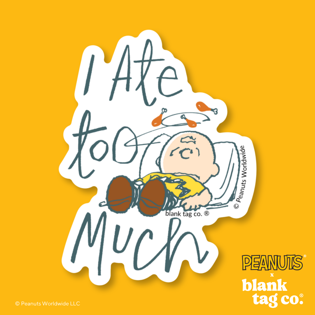 Peanuts® Waterproof Sticker - I Ate Too Much
