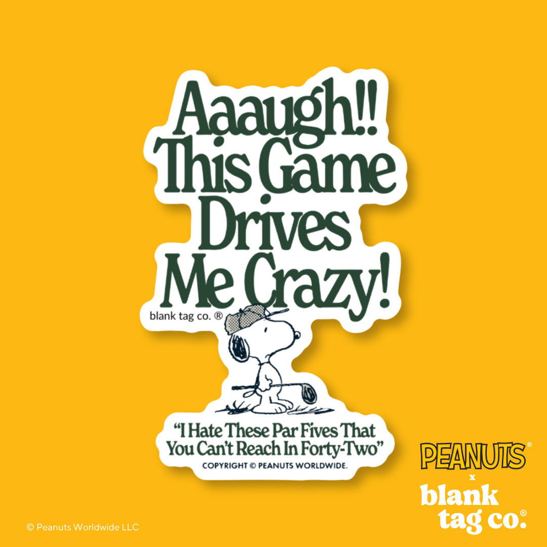 Peanuts® Waterproof Sticker - This Game Drives Me Crazy (Golf)