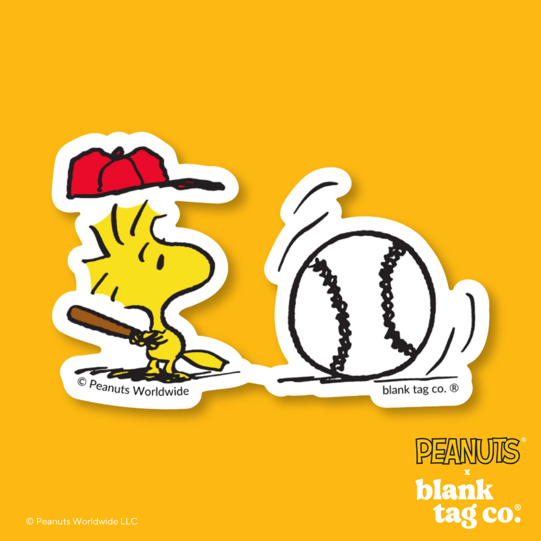Peanuts® Waterproof Sticker - Woodstock Playing Baseball