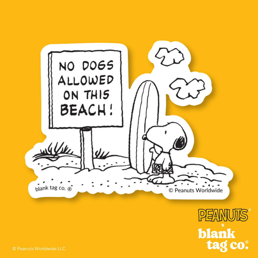 Peanuts® Waterproof Sticker - No Dogs Allowed On This Beach