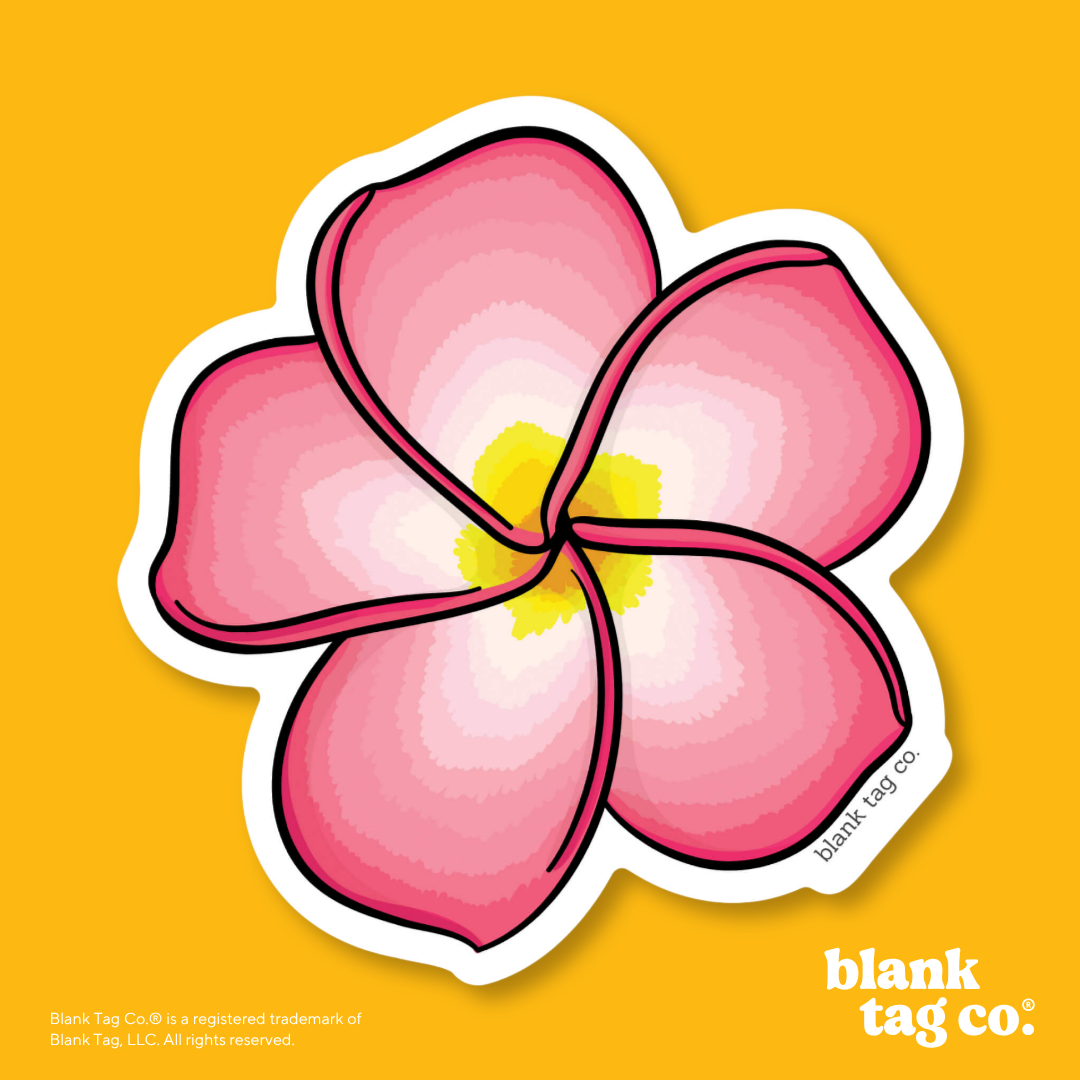 Blank Tag Co.® Waterproof Sticker - Plumeria (Pink)