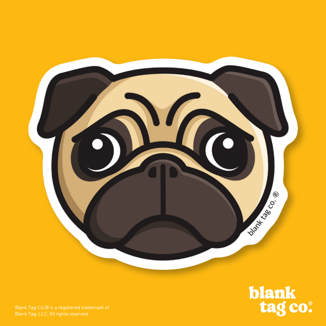 Blank Tag Co.® Waterproof Sticker - Pug Face