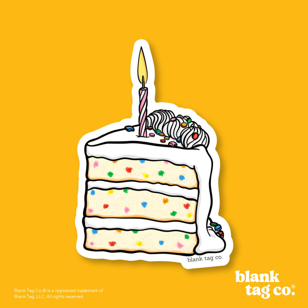 Blank Tag Co.® Waterproof Sticker - Slice of Birthday Cake