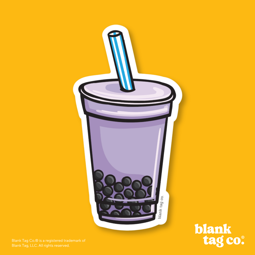 Blank Tag Co.® Waterproof Sticker - Taro Tea With Boba