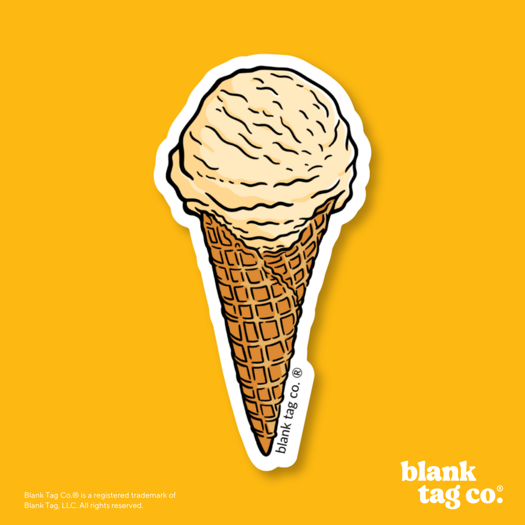 Blank Tag Co.® Waterproof Sticker - Waffle Cone Ice Cream