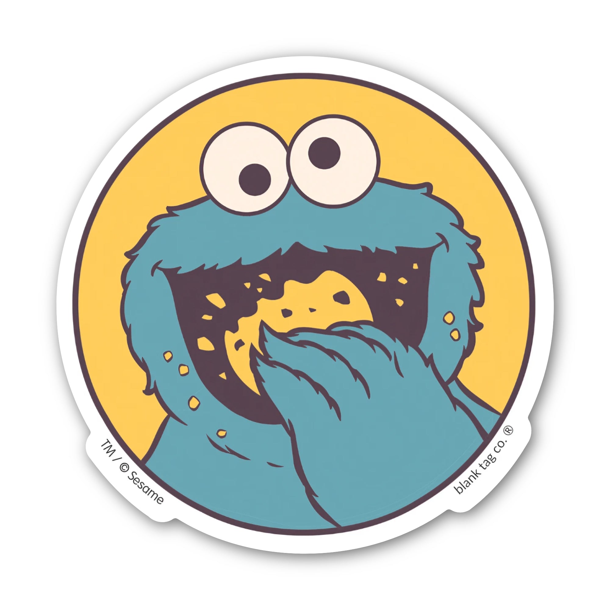 Sesame Street® Waterproof Sticker - Cookie Monster Face Eating Cookie