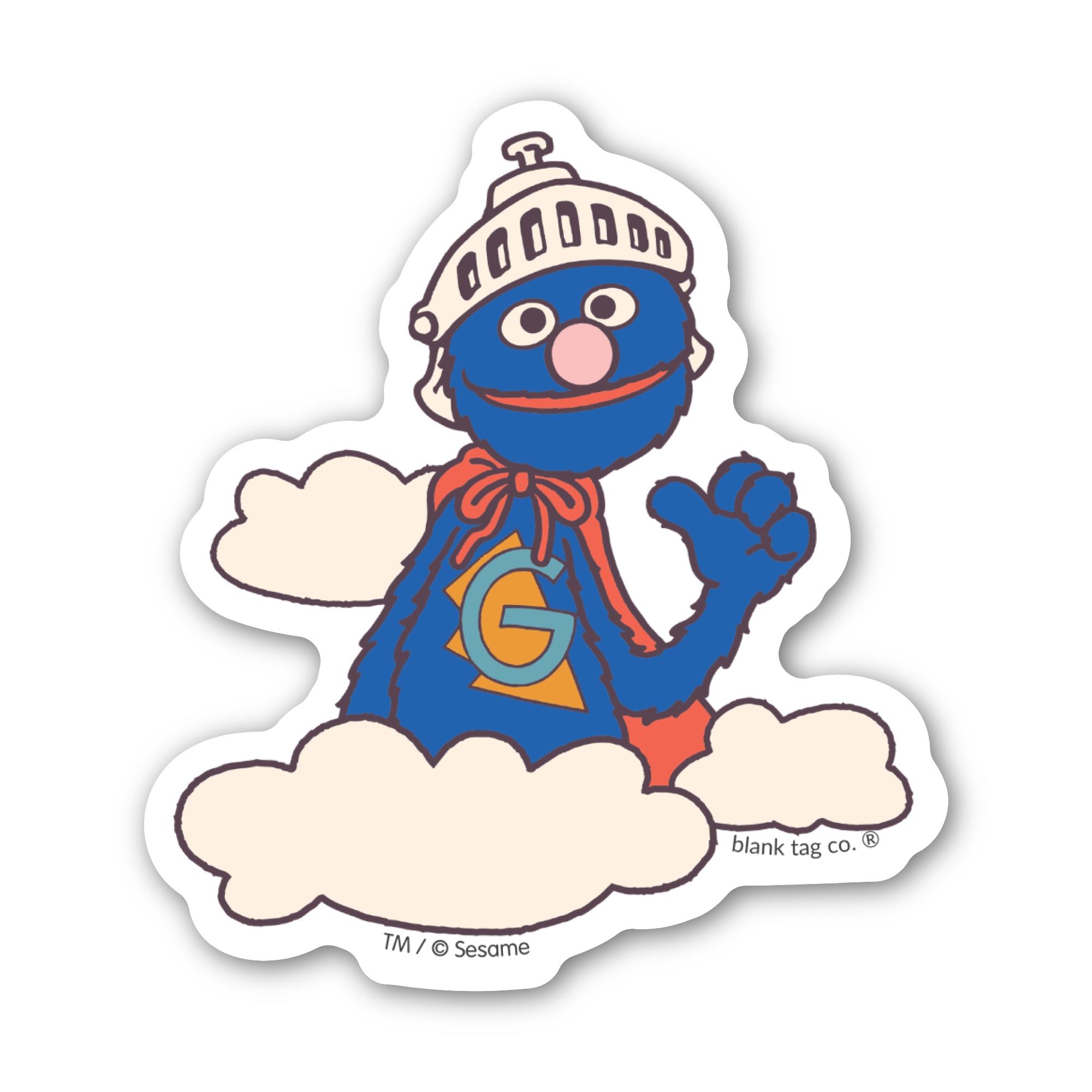 Sesame Street® Waterproof Sticker - Happy Super Grover