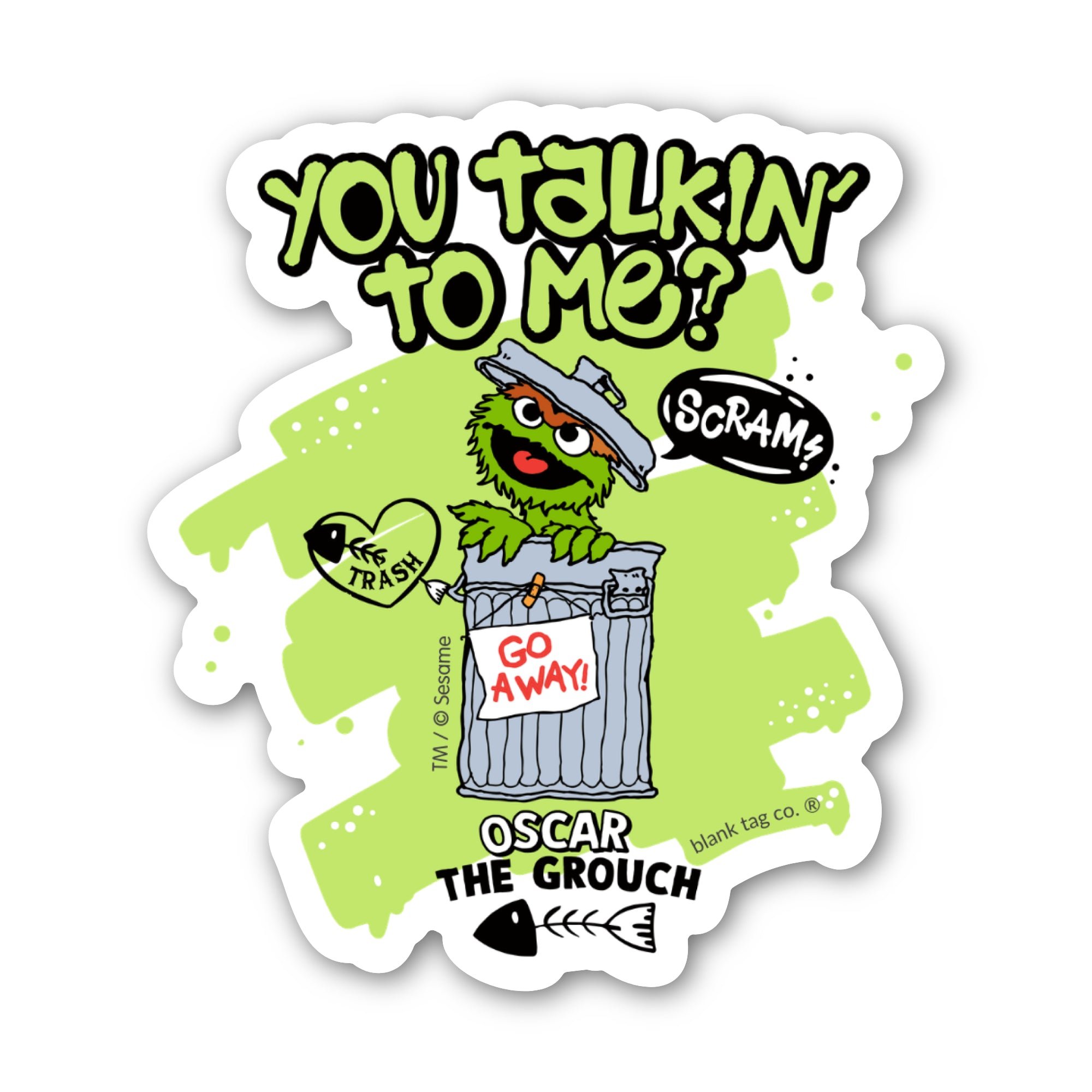 Sesame Street® Waterproof Sticker - You Talkin' To Me Oscar Grouch