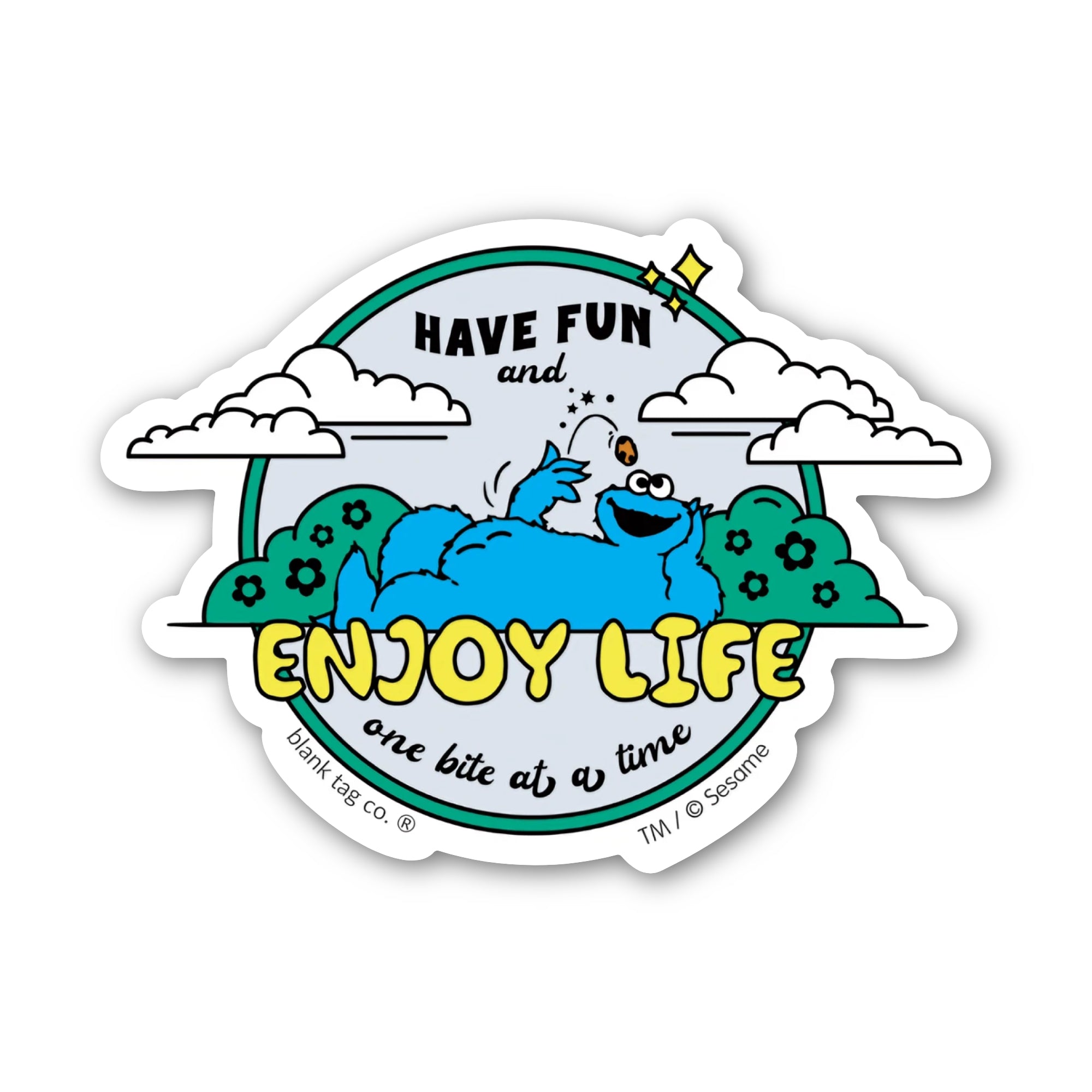 Sesame Street® Waterproof Sticker - Have Fun And Enjoy Life Cookie Monster