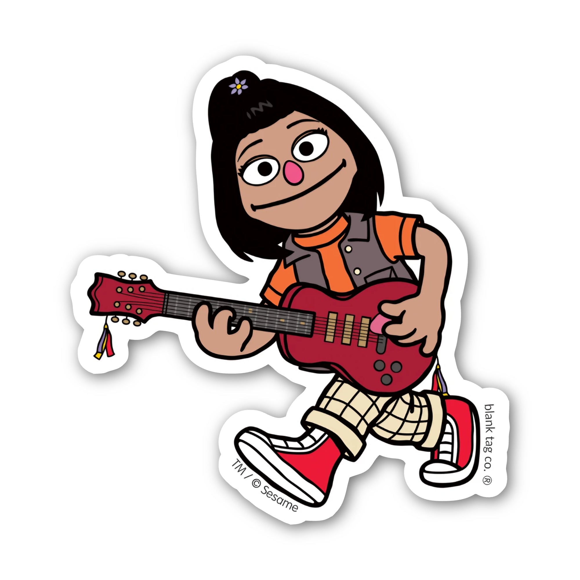 Sesame Street® Waterproof Sticker - Ji-Young With A Guitar