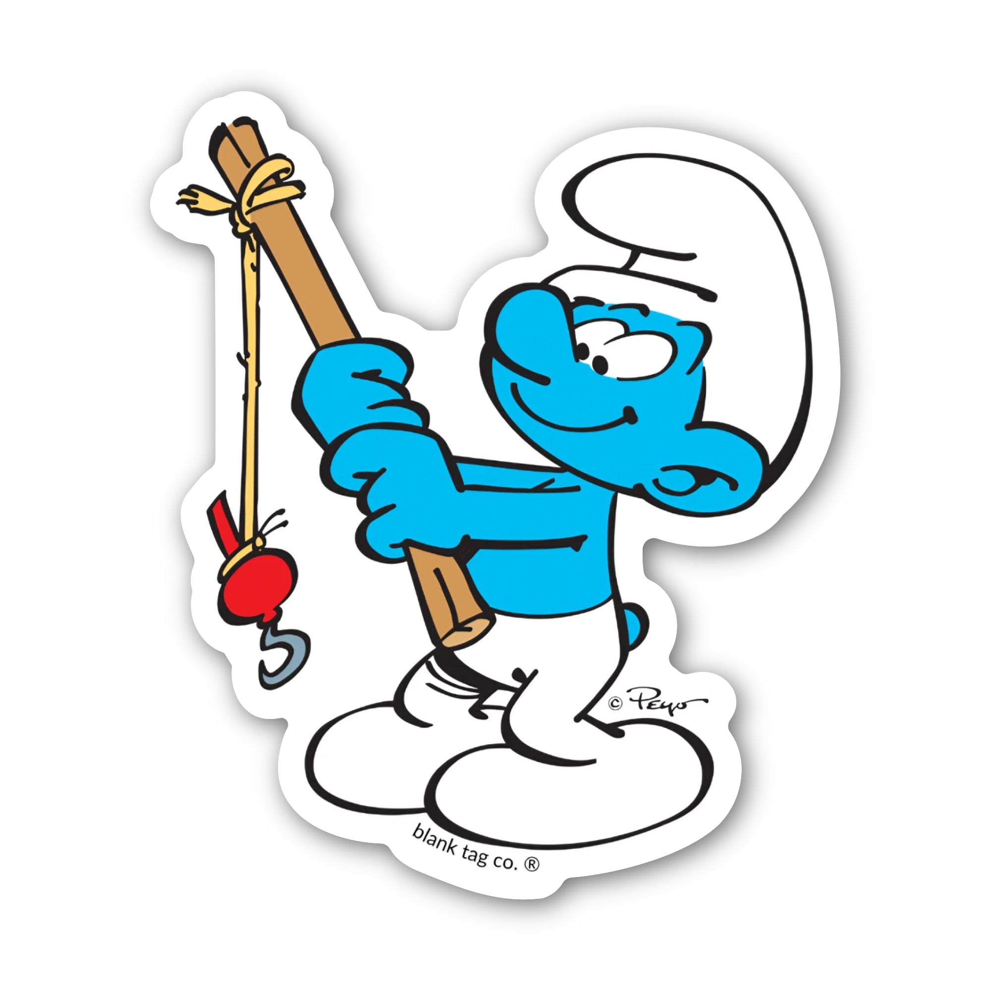 Smurfs® Waterproof Sticker - Fishing Smurf