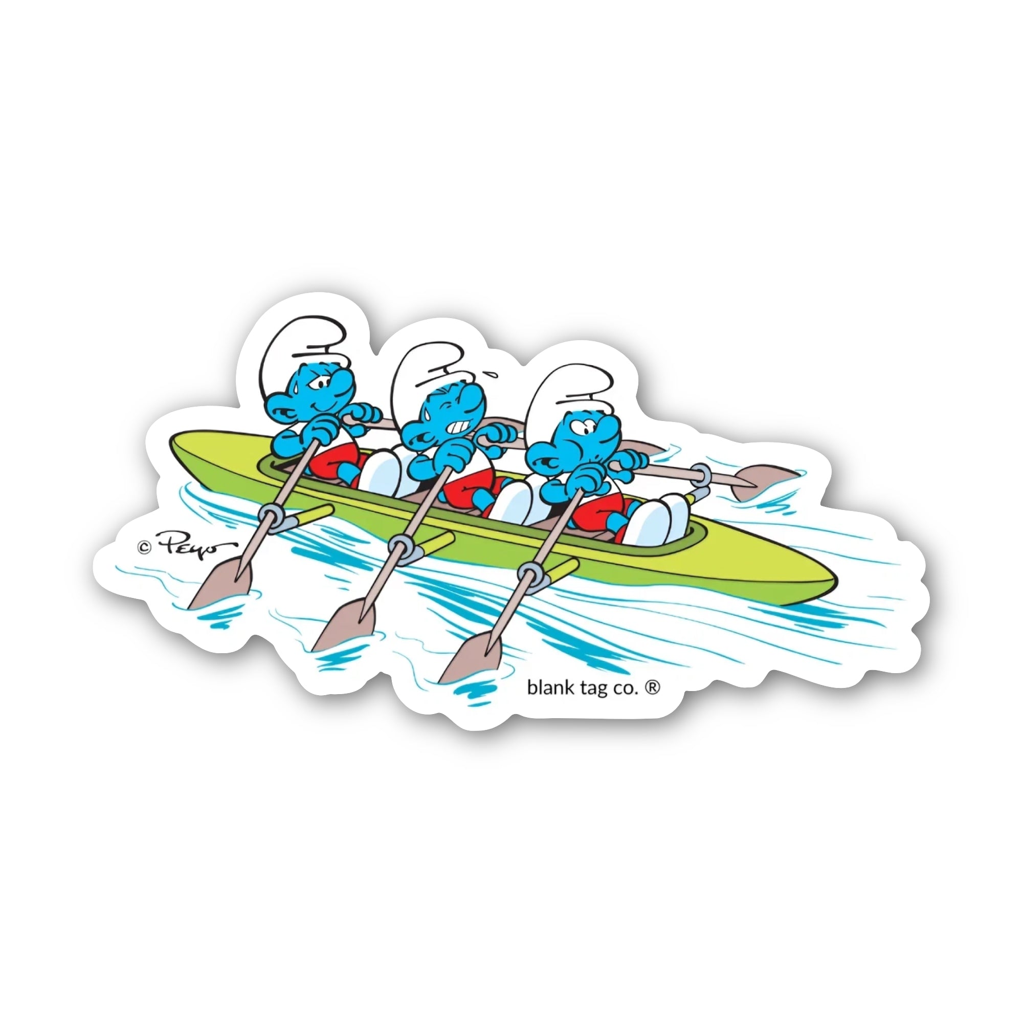 Smurfs® Waterproof Sticker - Rowing Smurfs