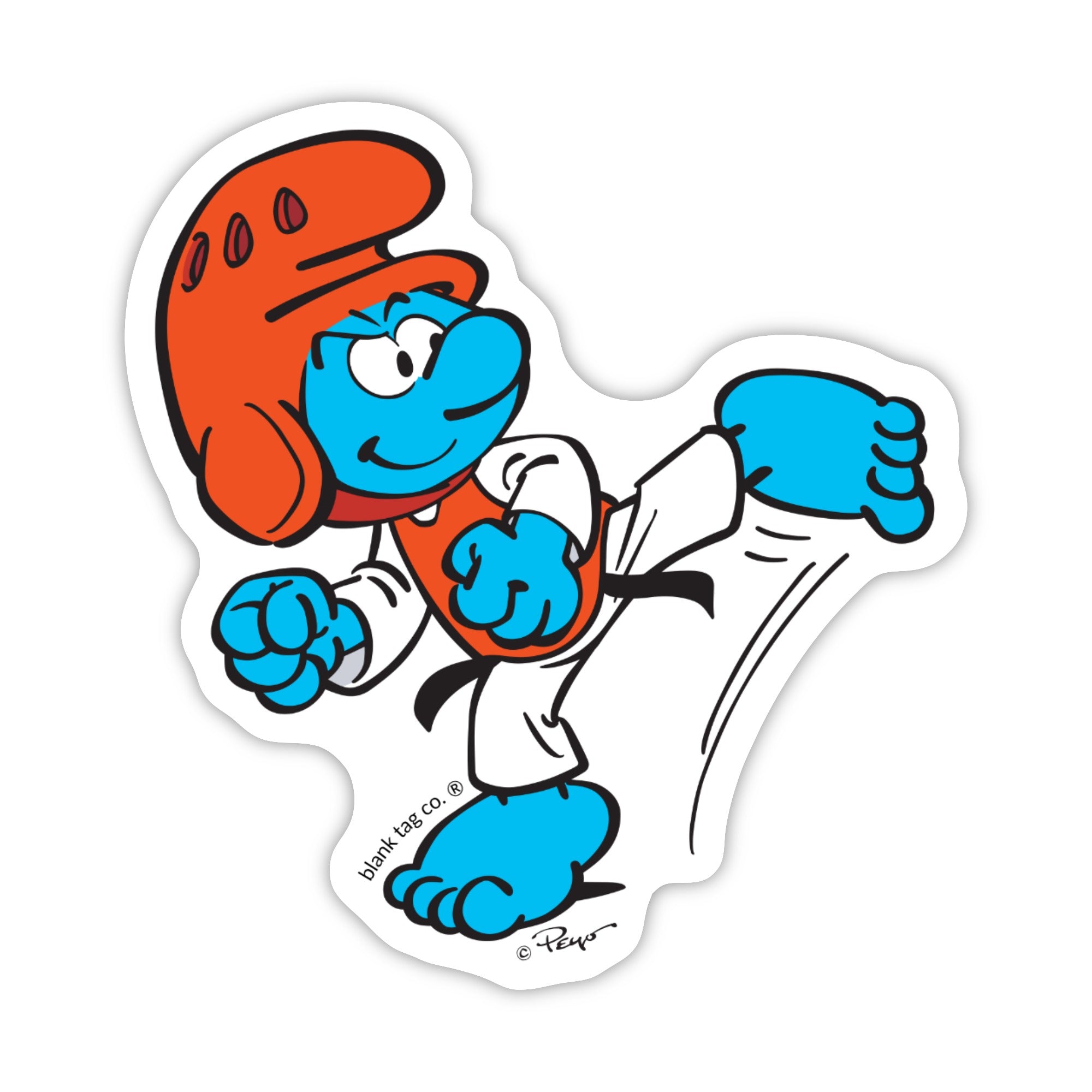 Smurfs® Waterproof Sticker - Tae Kwon Do Smurf