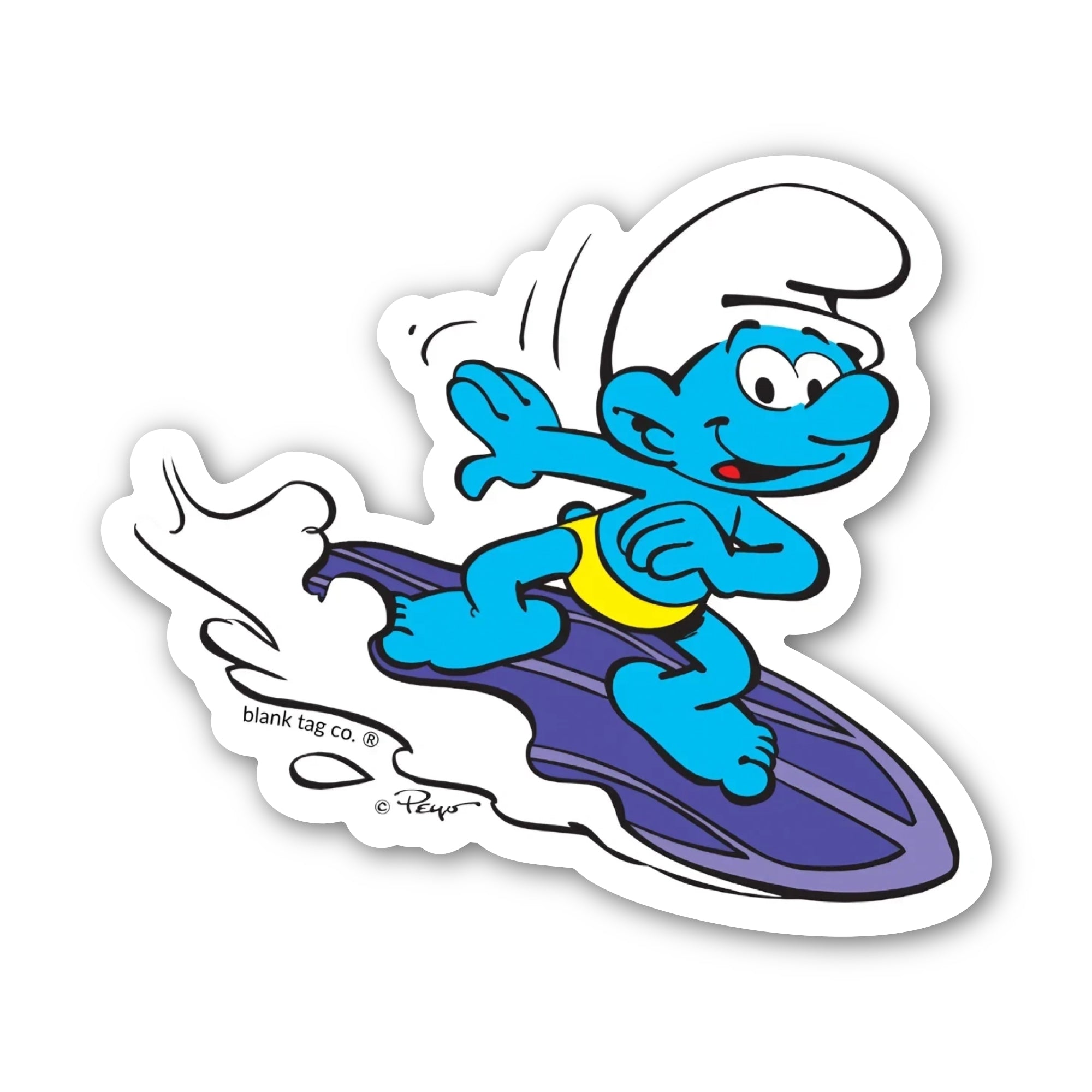 Smurfs® Waterproof Sticker - Surfing Smurf