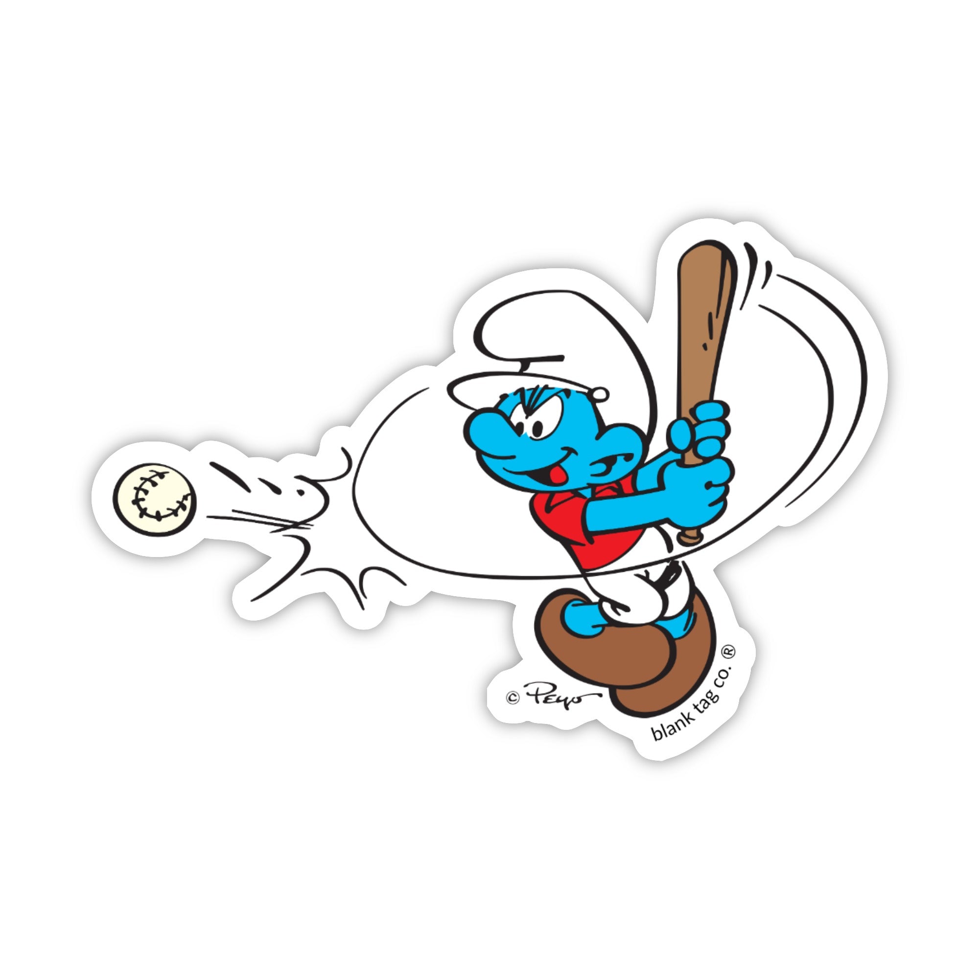 Smurfs® Waterproof Sticker - Smurf Hitting A Home Run