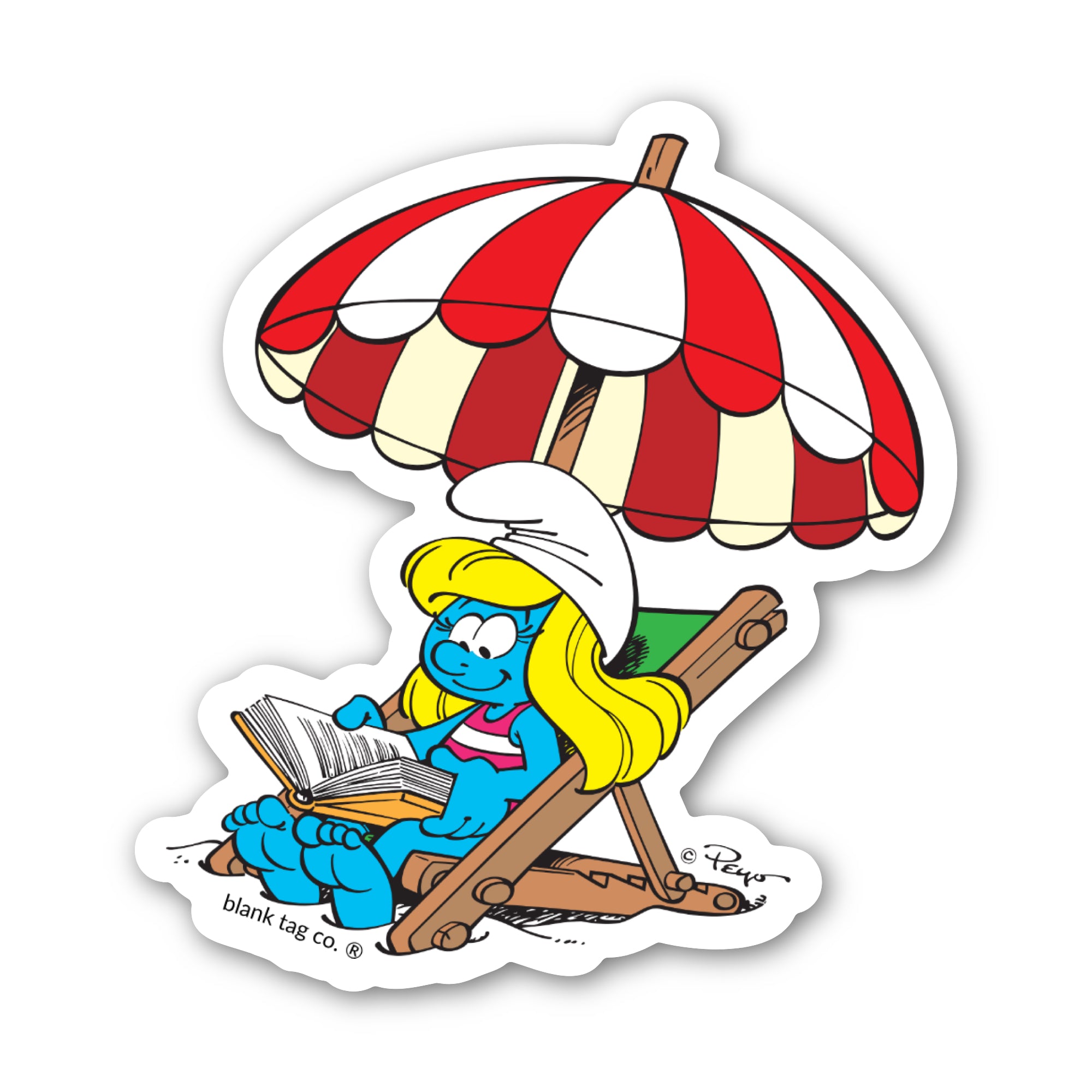 Smurfs® Waterproof Sticker - Smurfette On A Beach Chair