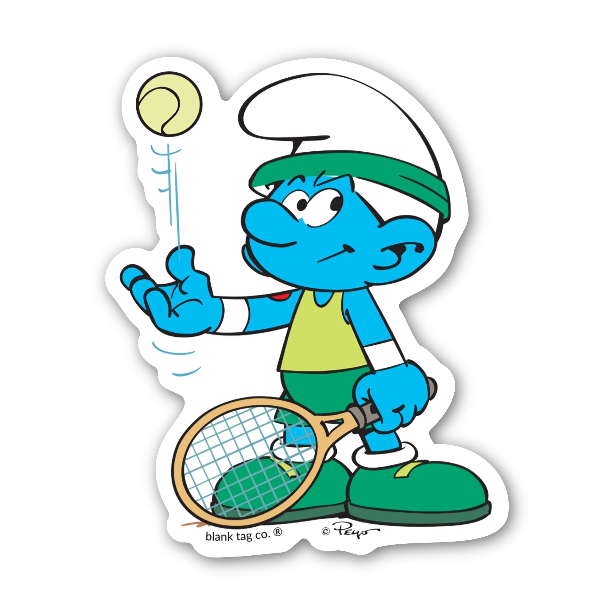Smurfs® Waterproof Sticker - Smurf Ready To Play Tennis