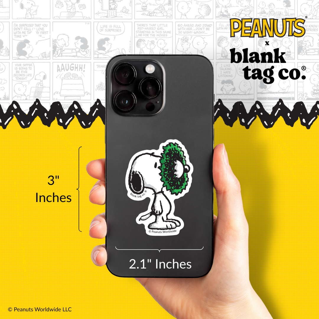 Peanuts® Waterproof Sticker - Snoopy With A Wreath