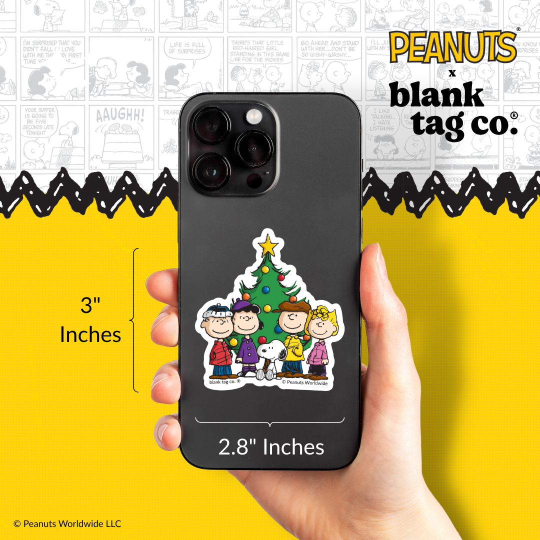Peanuts® Waterproof Sticker - Peanuts Gang With A Christmas Tree