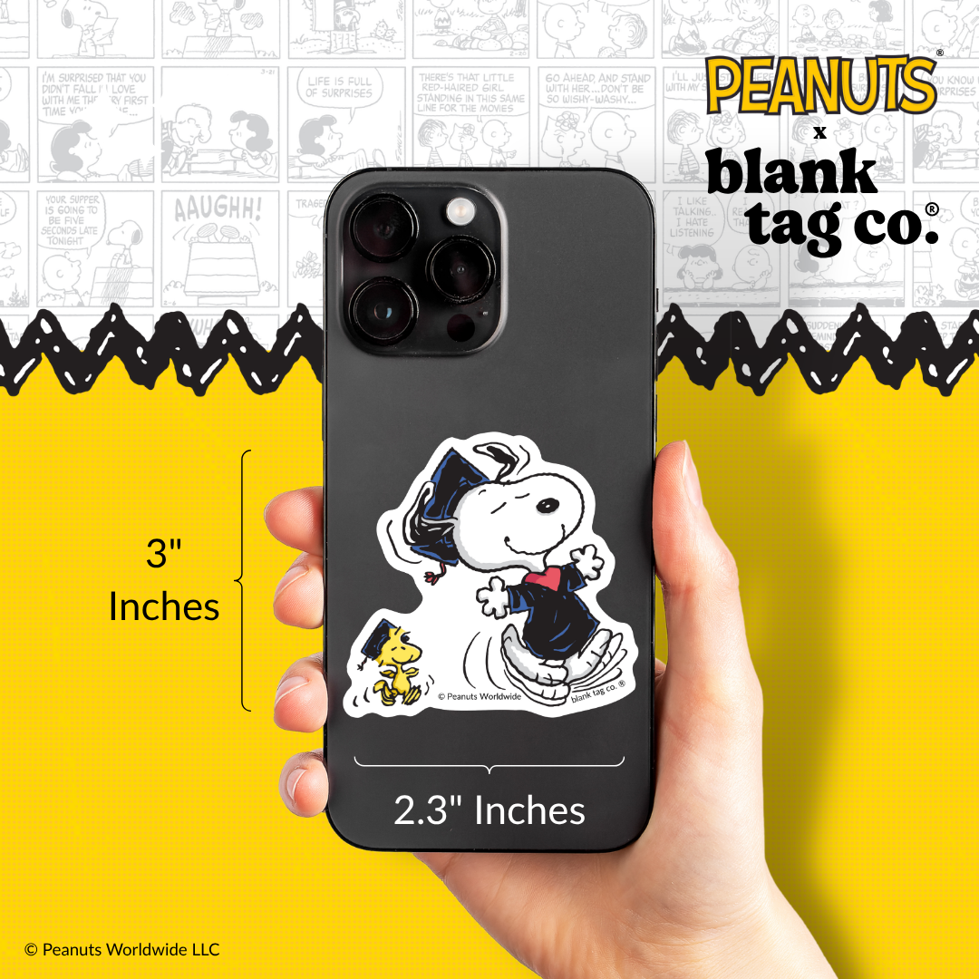 Peanuts® Waterproof Sticker - Graduating Snoopy and Woodstock