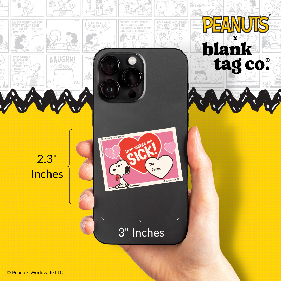 Peanuts® Waterproof Sticker - Love Makes Me Sick