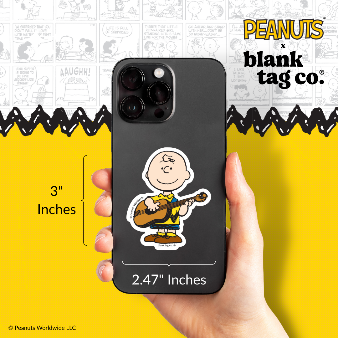 Peanuts® Waterproof Sticker - Charlie Brown Playing A Guitar