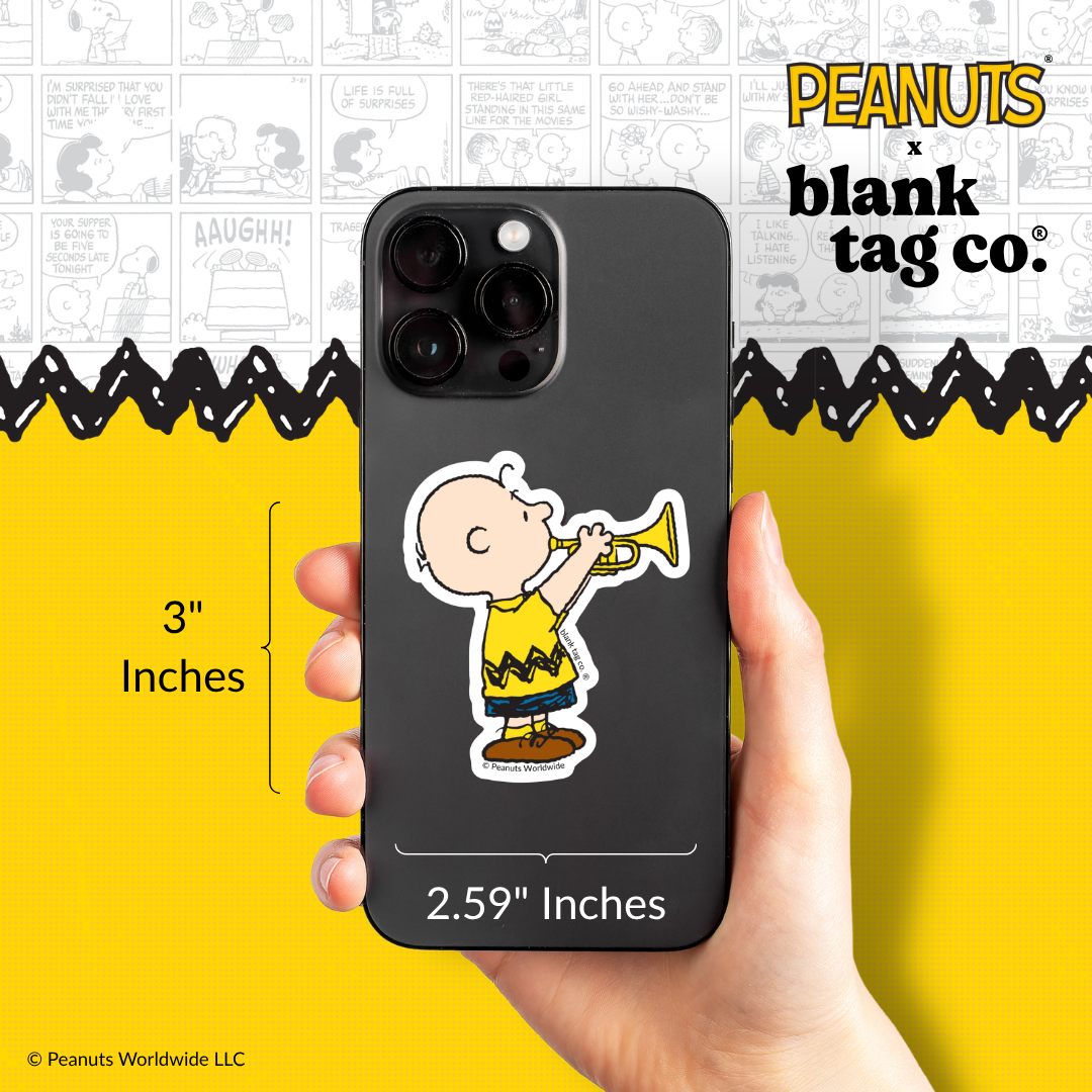 Peanuts® Waterproof Sticker - Charlie Brown Playing A Trumpet